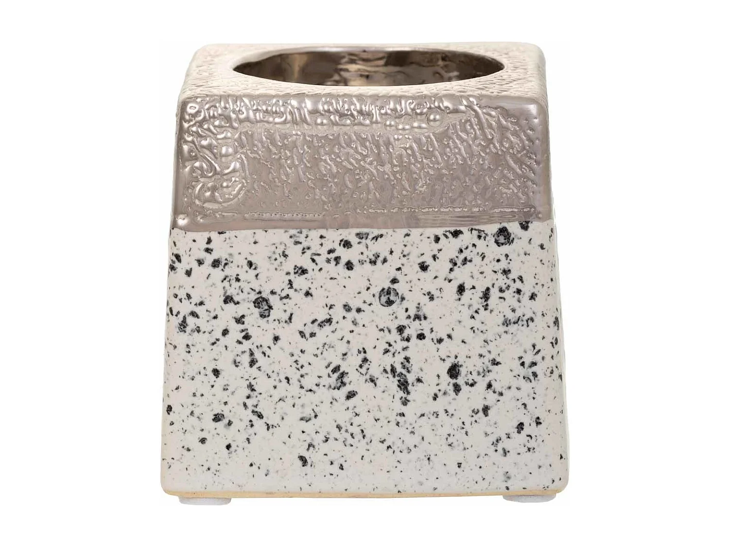 Castiçal Cerâmico Prateado 7x7x7