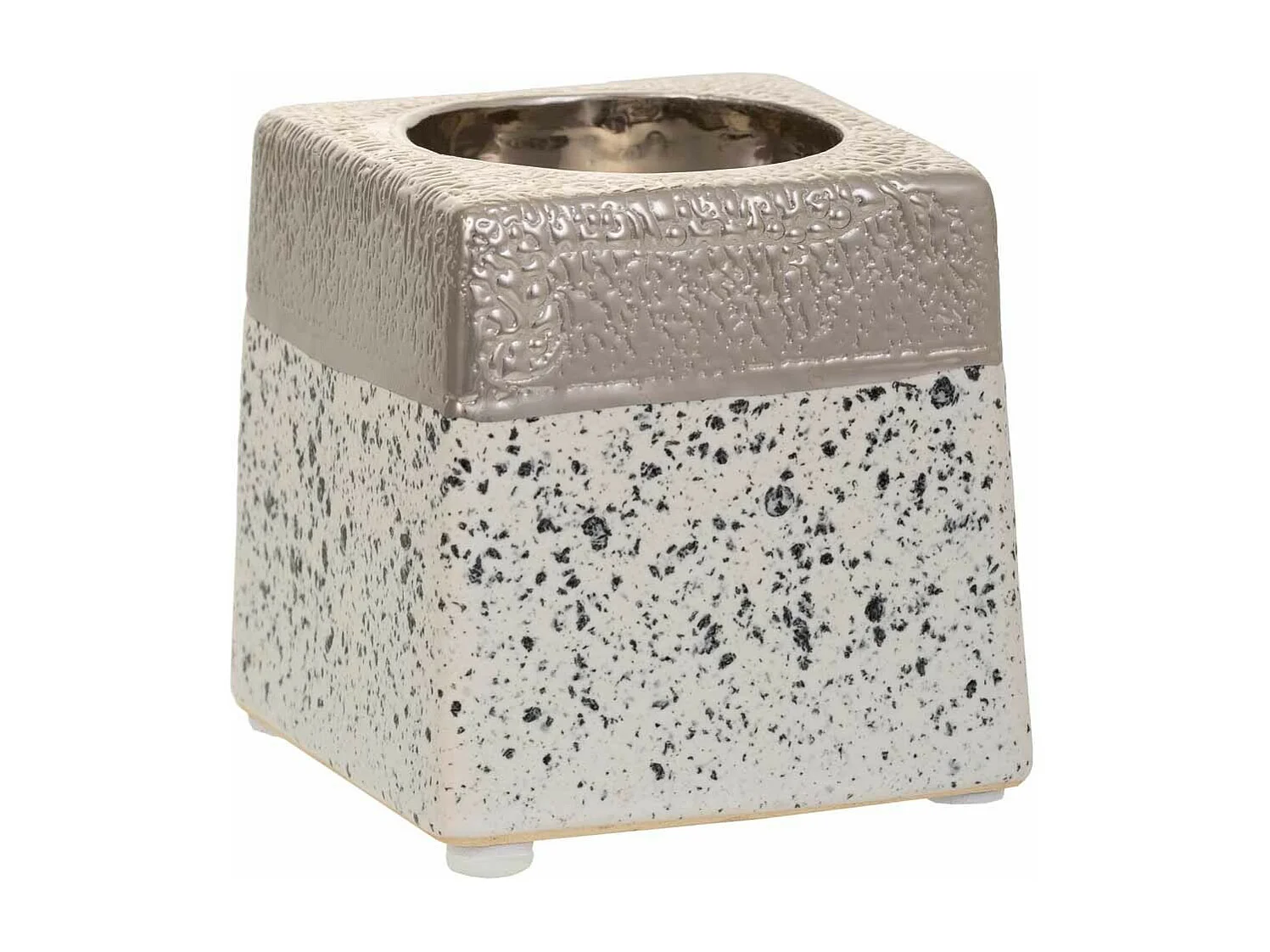 Castiçal Cerâmico Prateado 7x7x7