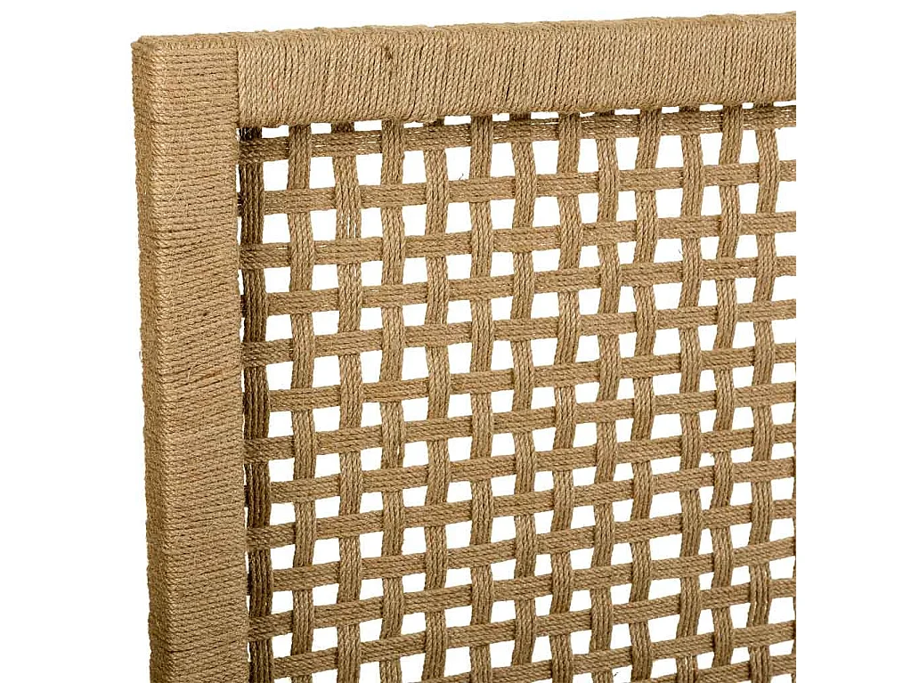 Bettkopfteil aus Holz und braunes geflochtenes Seil 160x3x110h cm