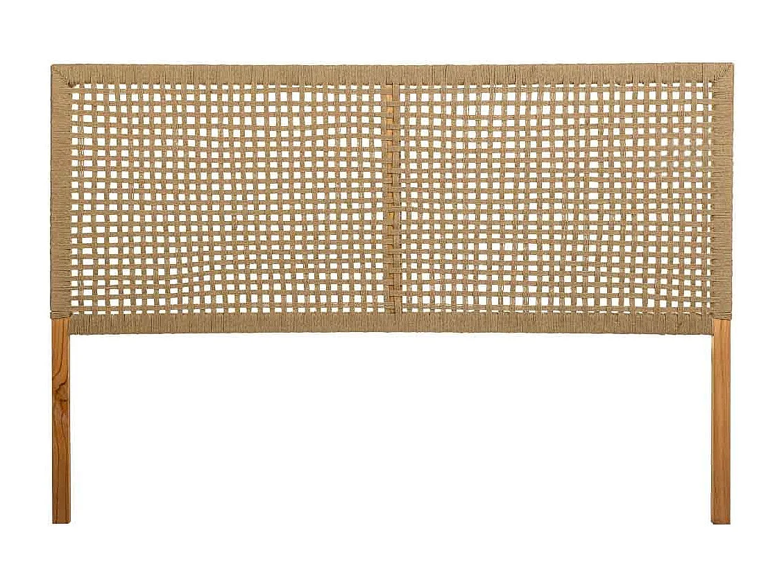 Tête de lit en bois et corde tressée marron 160x3x110h