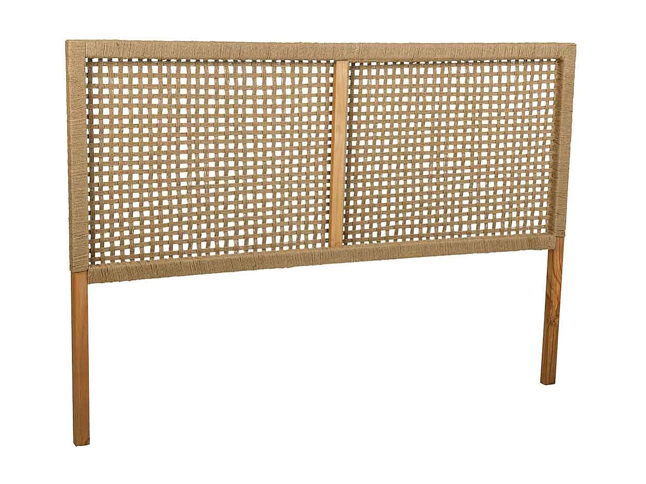Tête de lit en bois et corde tressée marron 160x3x110h