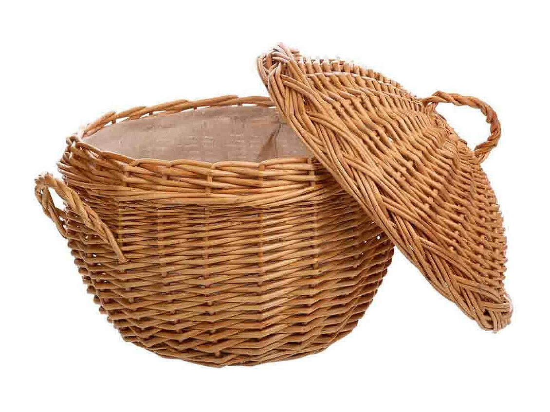 Caixa de costura em vime marrom 21x21x25/18