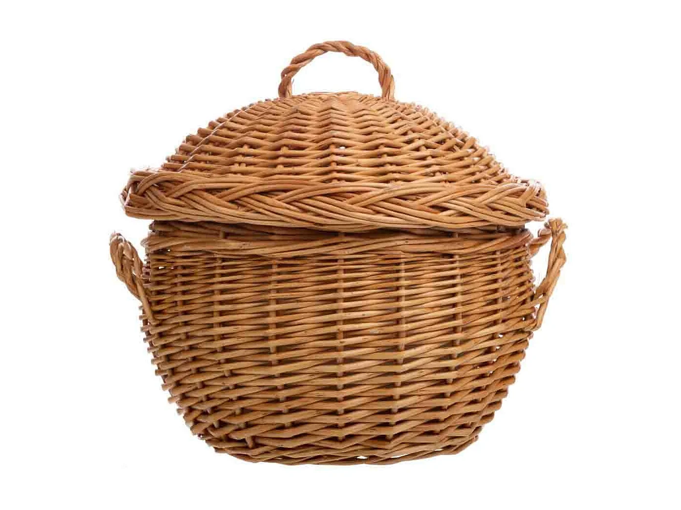 Caixa de costura em vime marrom 21x21x25/18