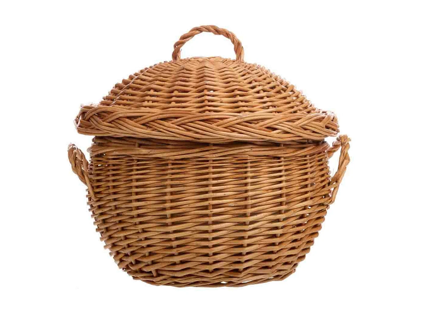 Caixa de costura em vime marrom 21x21x25/18