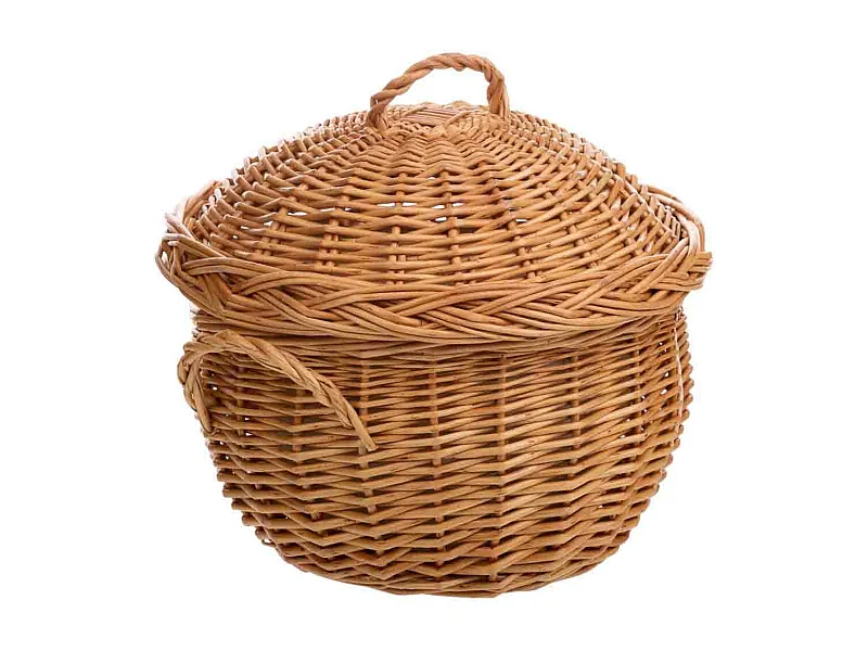 Caixa de costura em vime marrom 21x21x25/18