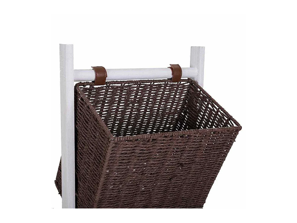 Porte-revues avec support en bois et trois paniers 37x27x115h