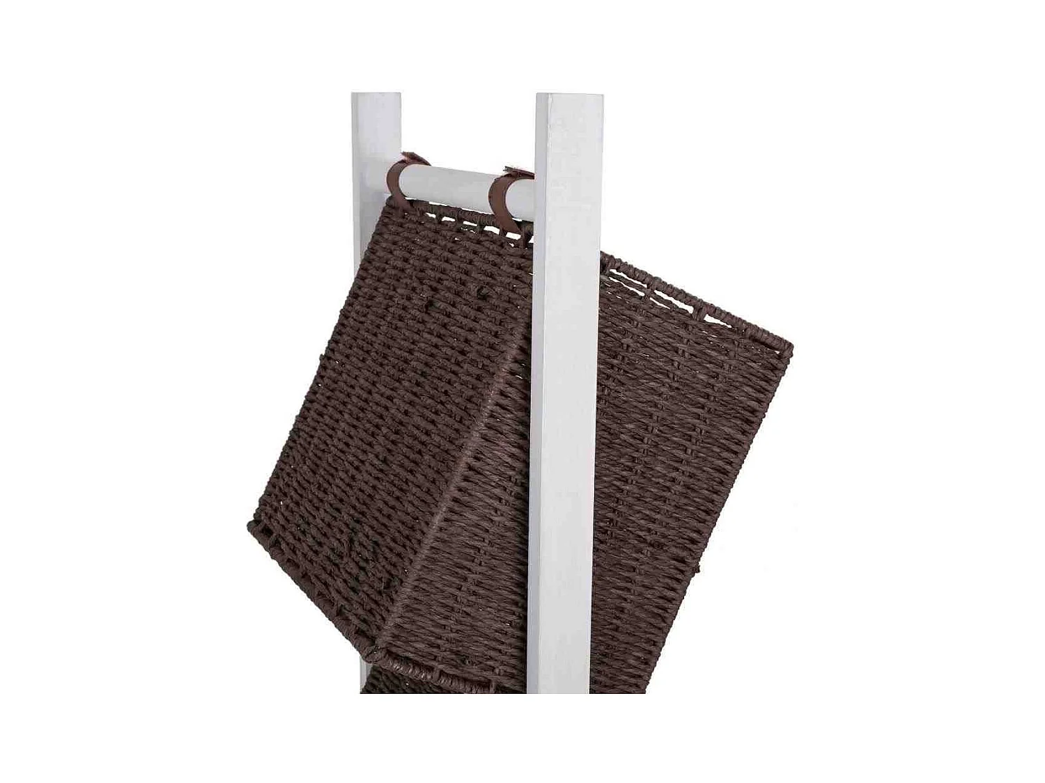 Porte-revues avec support en bois et trois paniers 37x27x115h