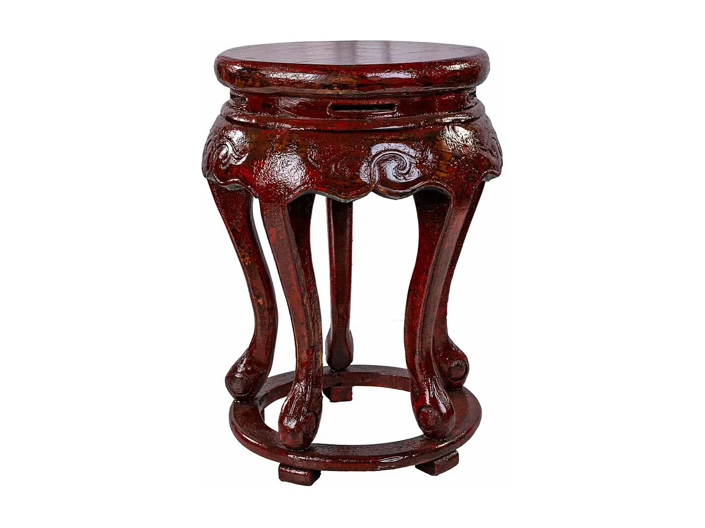 Mesa lateral de madeira vermelha 36x36x55cm