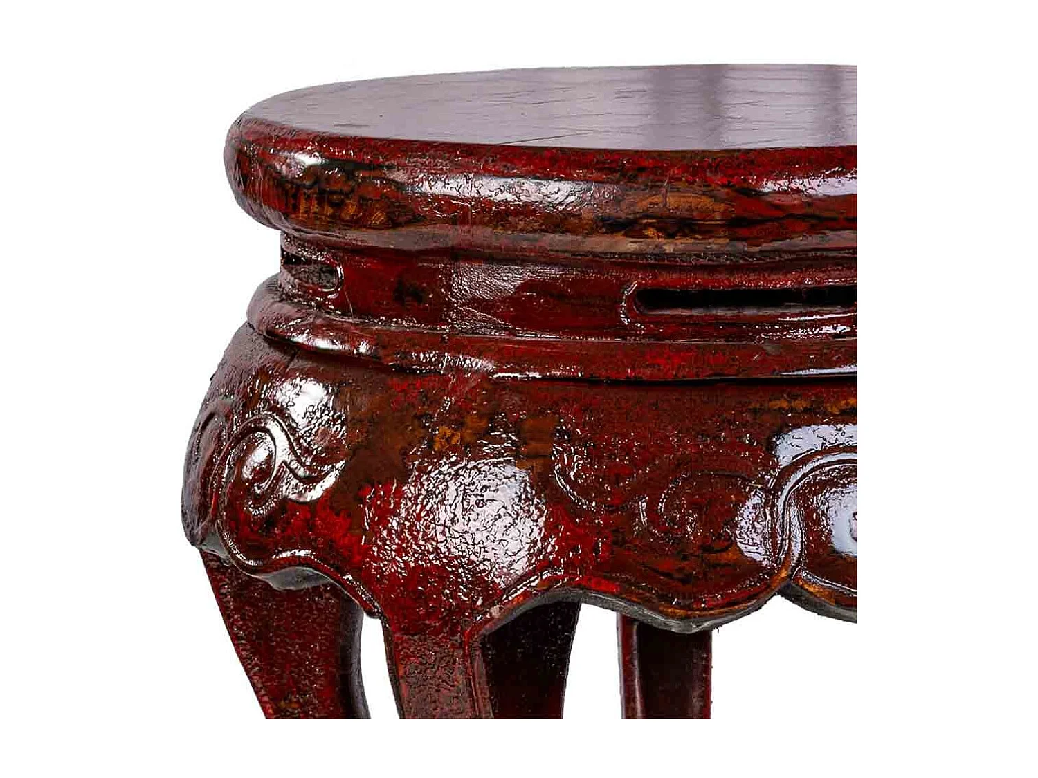 Mesa lateral de madeira vermelha 36x36x55cm