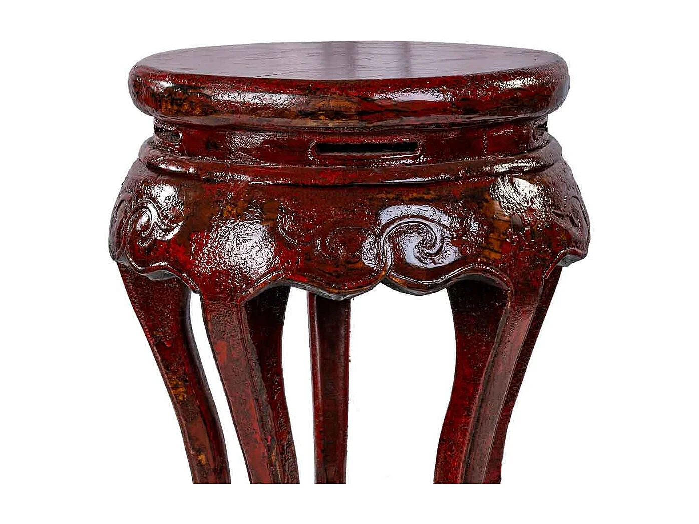 Mesa lateral de madeira vermelha 36x36x55cm