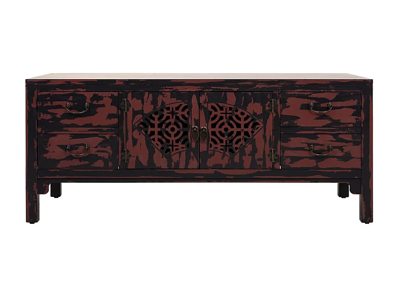 Meuble bas en bois rouge 120x40x50h