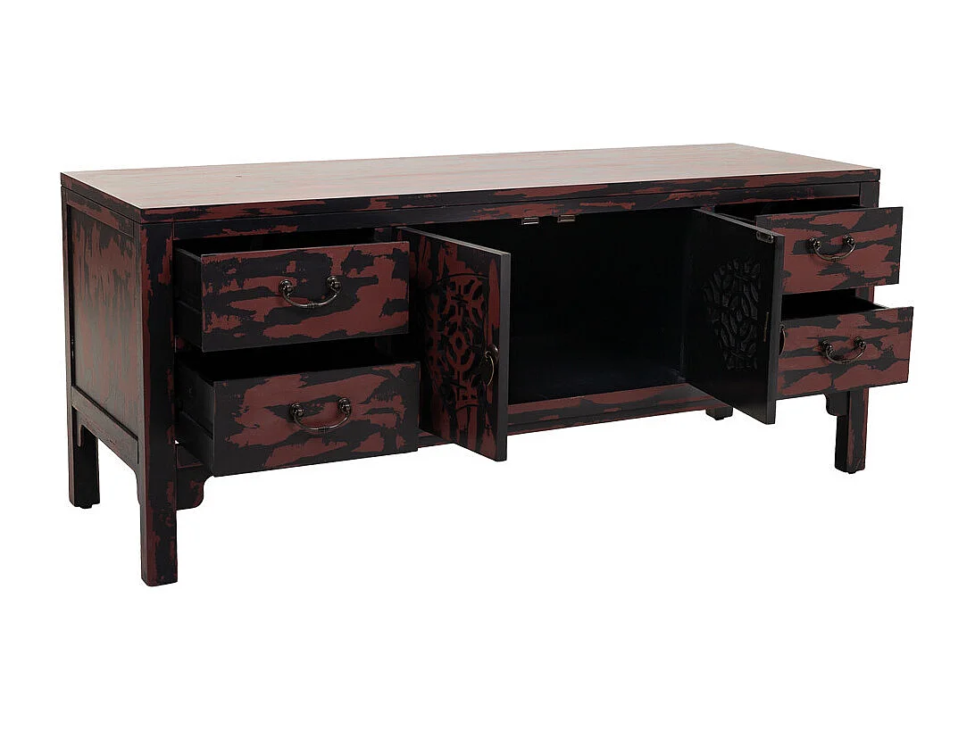 Roter Holzunterschrank 120x40x50h cm