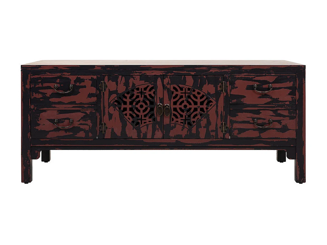 Mobile base in legno rosso 120x40x50h