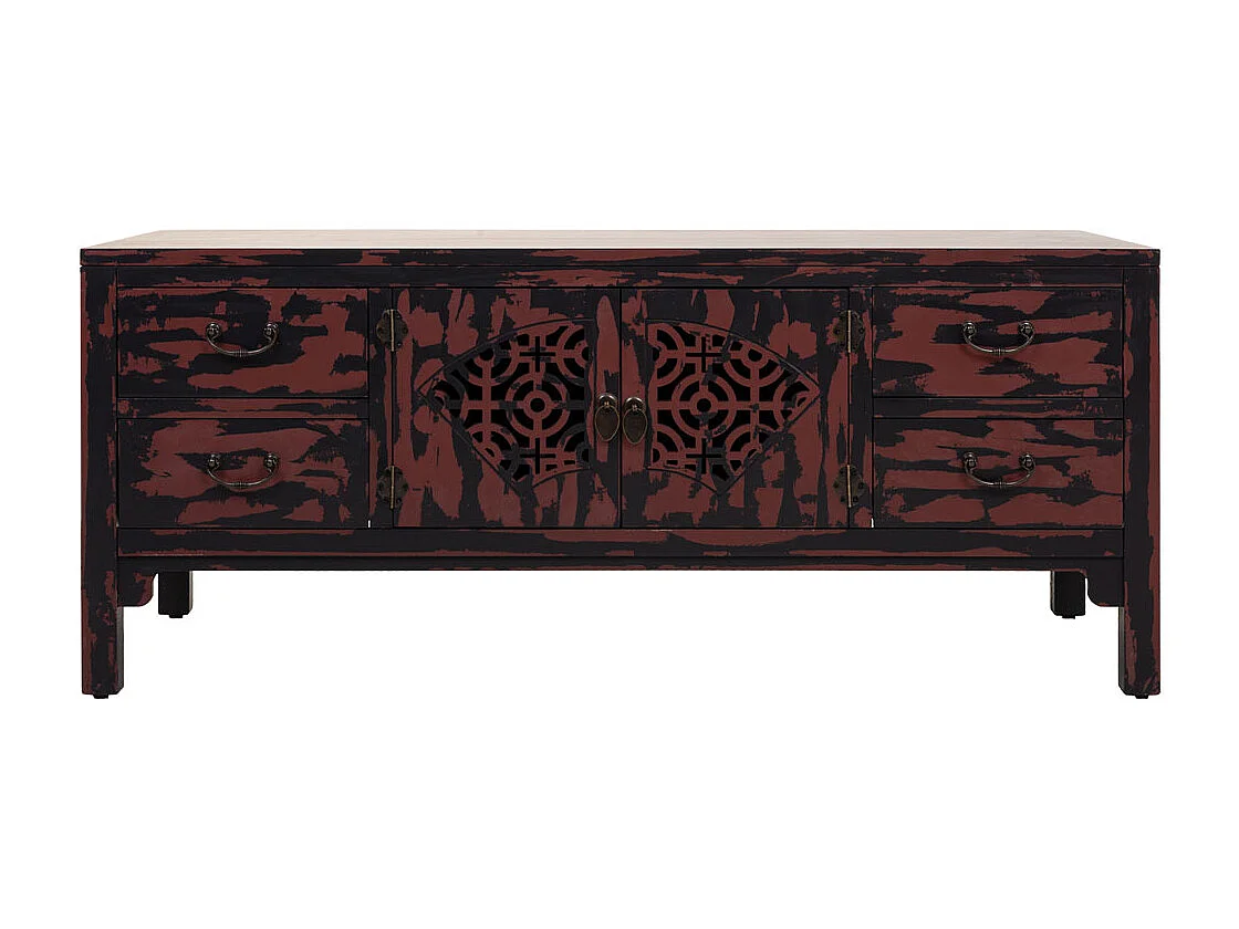 Armário baixo de madeira vermelho 120x40x50