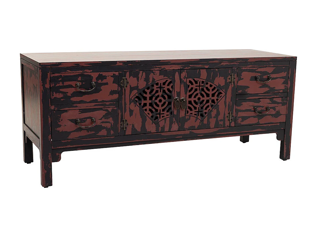Armário baixo de madeira vermelho 120x40x50
