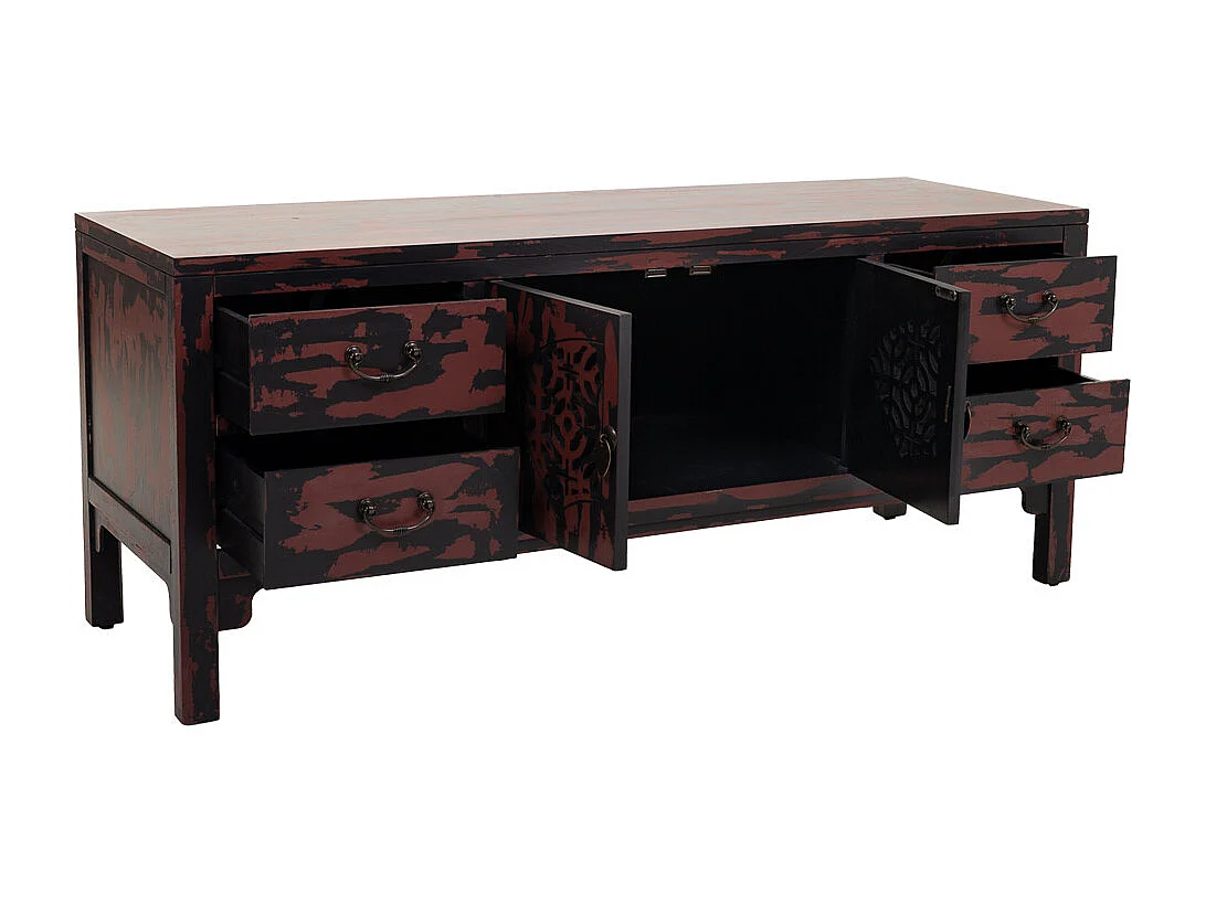 Armário baixo de madeira vermelho 120x40x50