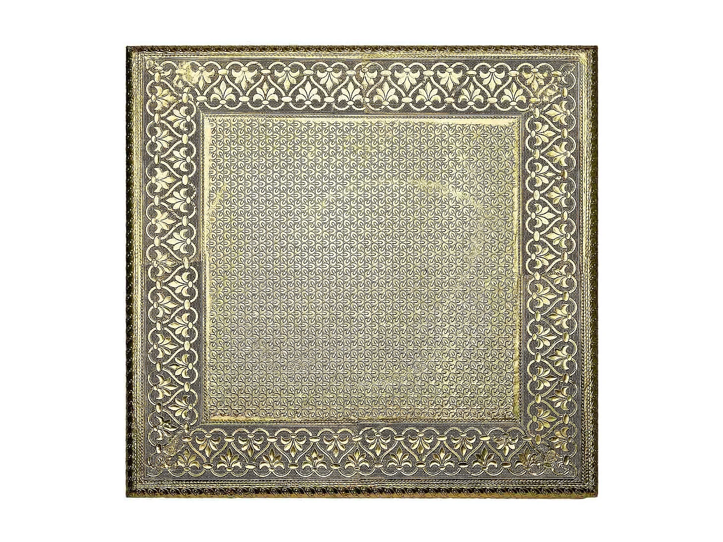 Beistelltisch aus goldgeprÃ¤gtem Metall, 38x38x12h cm