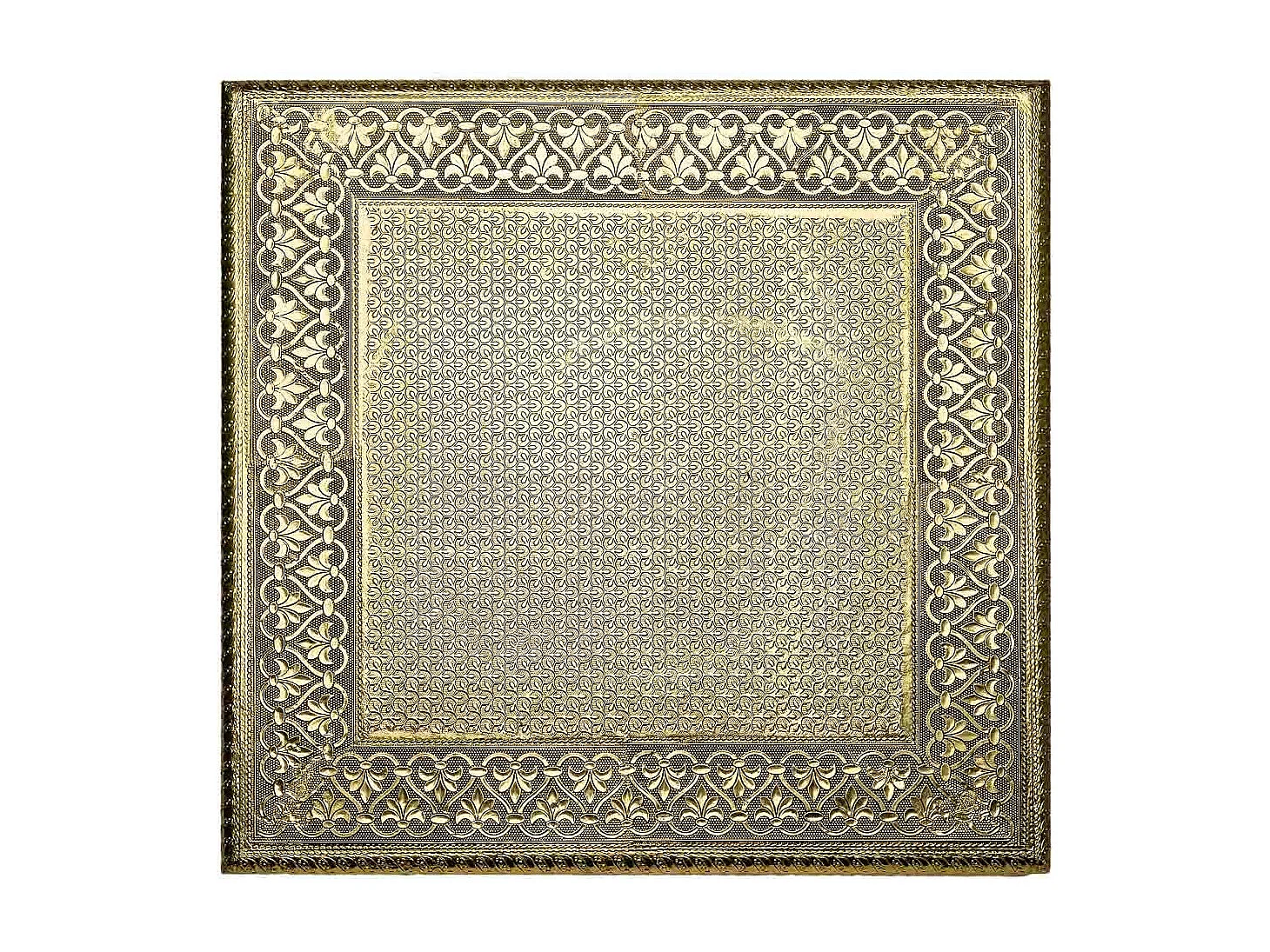 Mesa lateral de metal com relevo dourado 38x38x12