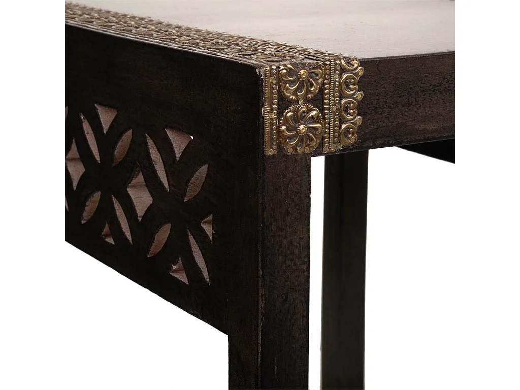 Grauer Tisch aus Holz und Metall, 35 x 40 x 43 h cm