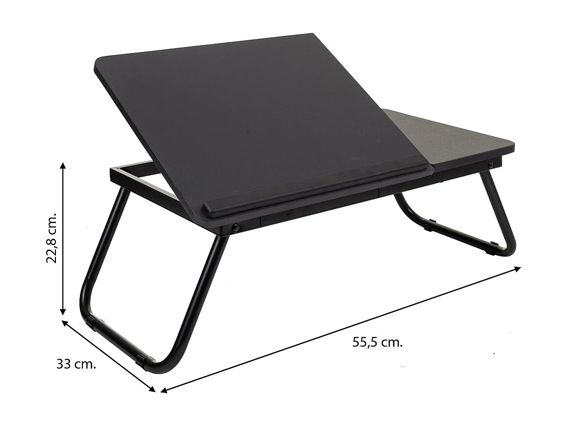 Mesa escritorio plegable negra 61x35.5x20