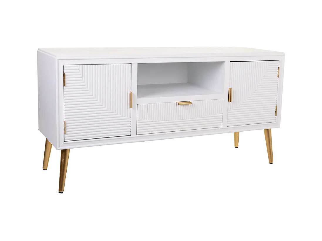 Meuble bas en bois blanc 121x40,5x61,5h