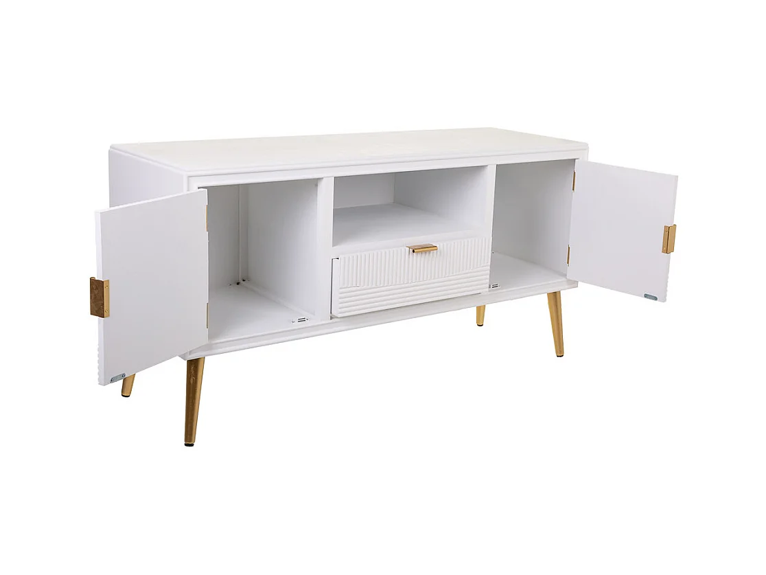 Meuble bas en bois blanc 121x40,5x61,5h