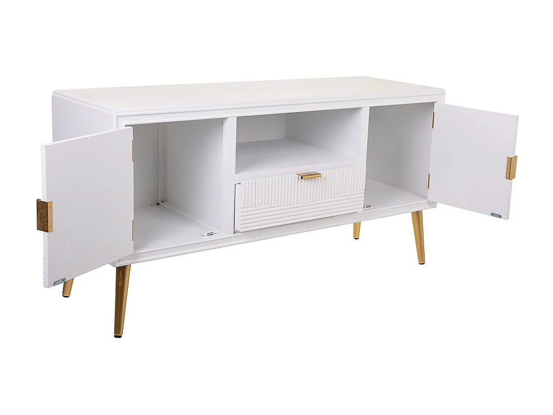 Mobile base in legno bianco 121x40,5x61,5h