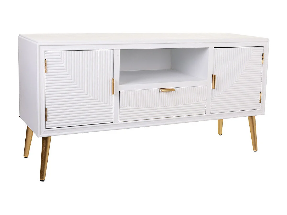 Mobile base in legno bianco 121x40,5x61,5h