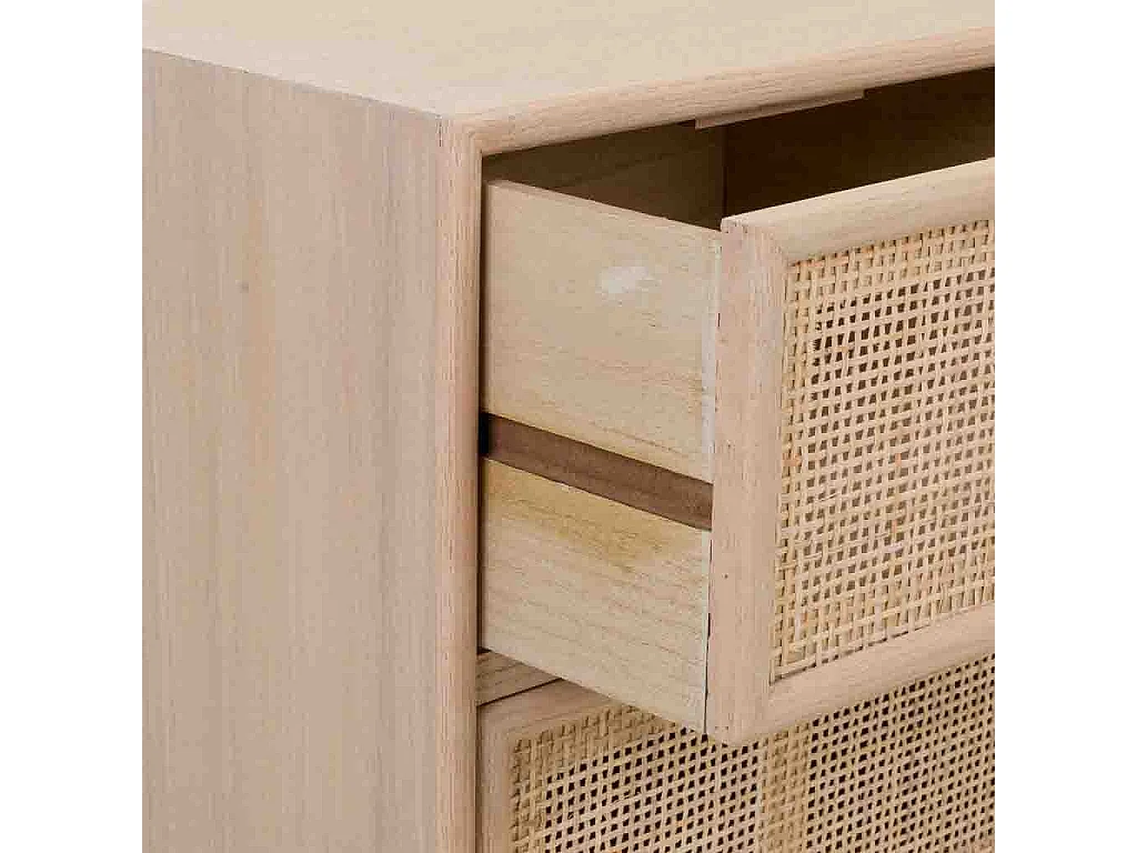 Niedriger Schrank aus Holz und braunem Gitter 120x42x60h cm