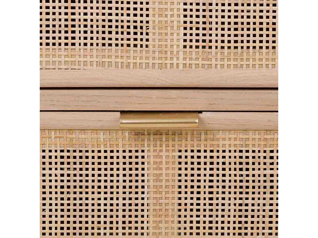 Niedriger Schrank aus Holz und braunem Gitter 120x42x60h cm