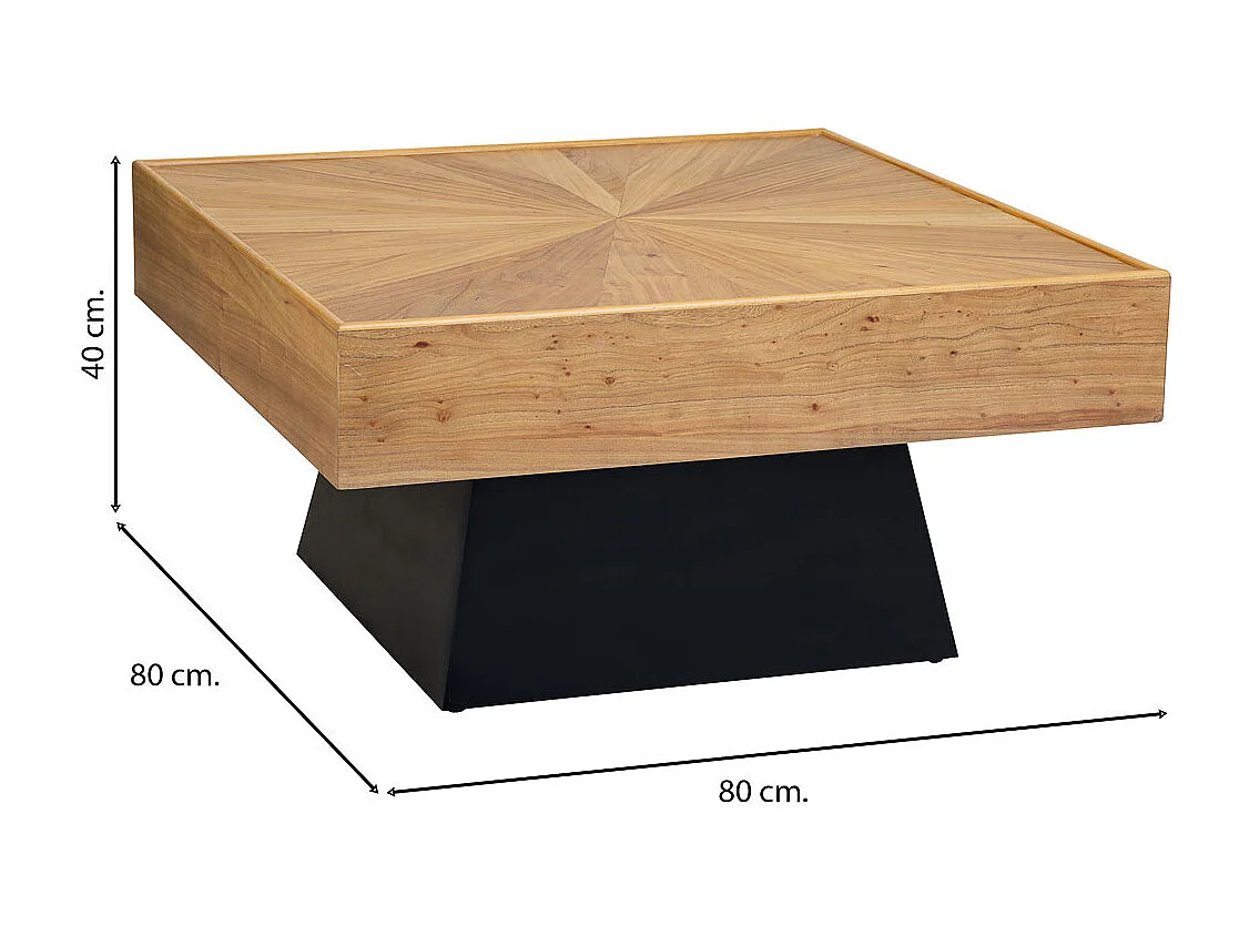 Mesa auxiliar cuadrada de madera 80x80x40