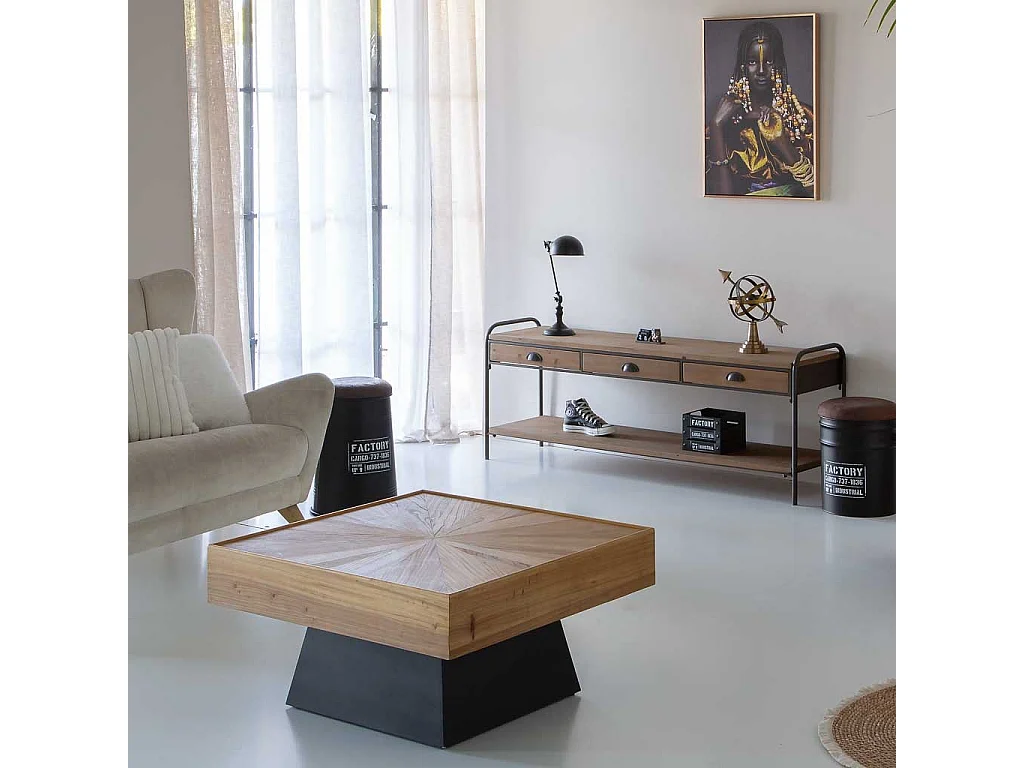 Mesa auxiliar cuadrada de madera 80x80x40