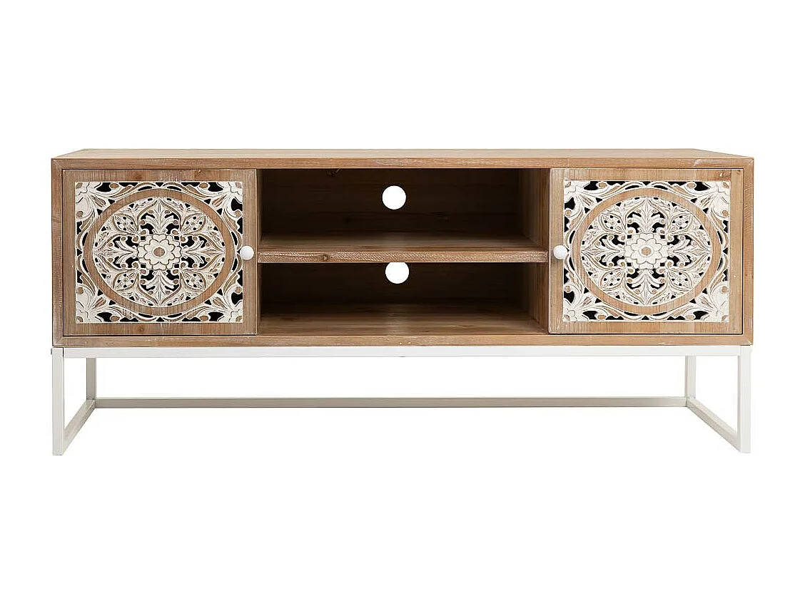 Móvel baixo em madeira branca 120x40x53