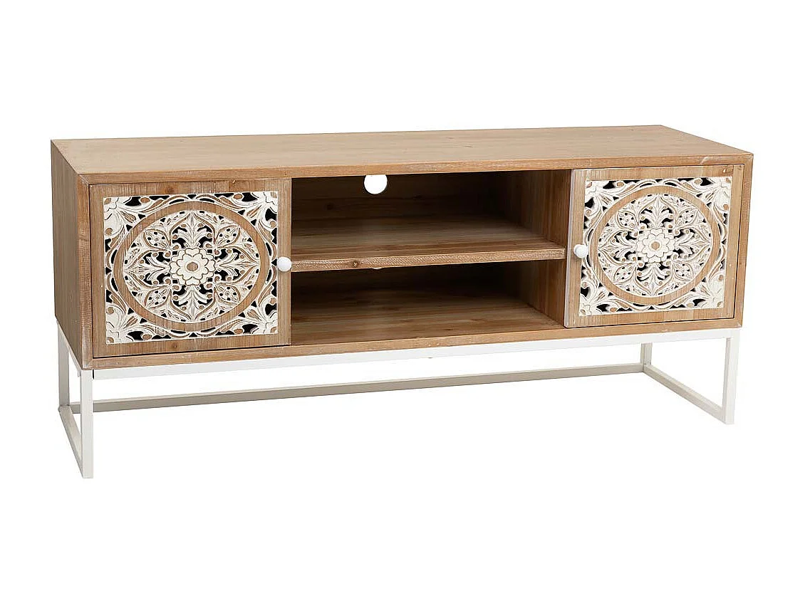 Móvel baixo em madeira branca 120x40x53