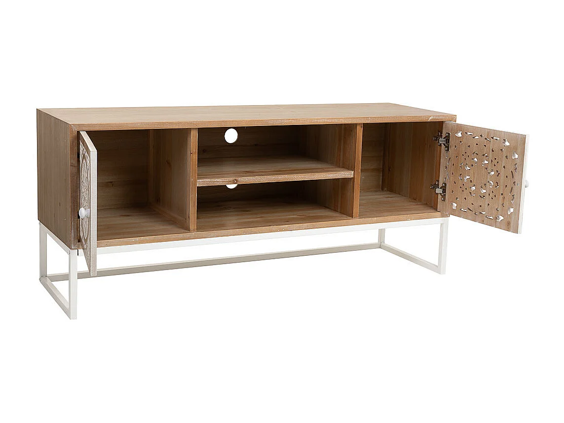 Móvel baixo em madeira branca 120x40x53