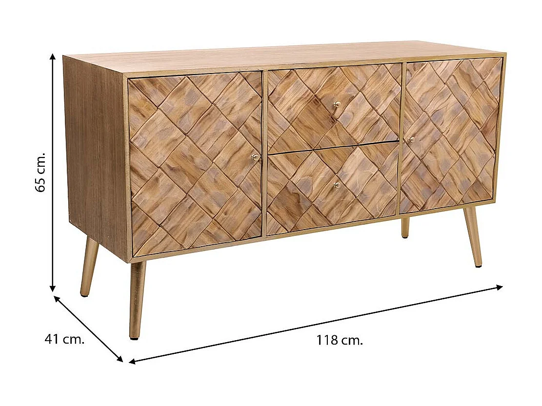 Brauner Holzunterschrank 118x41x65h cm