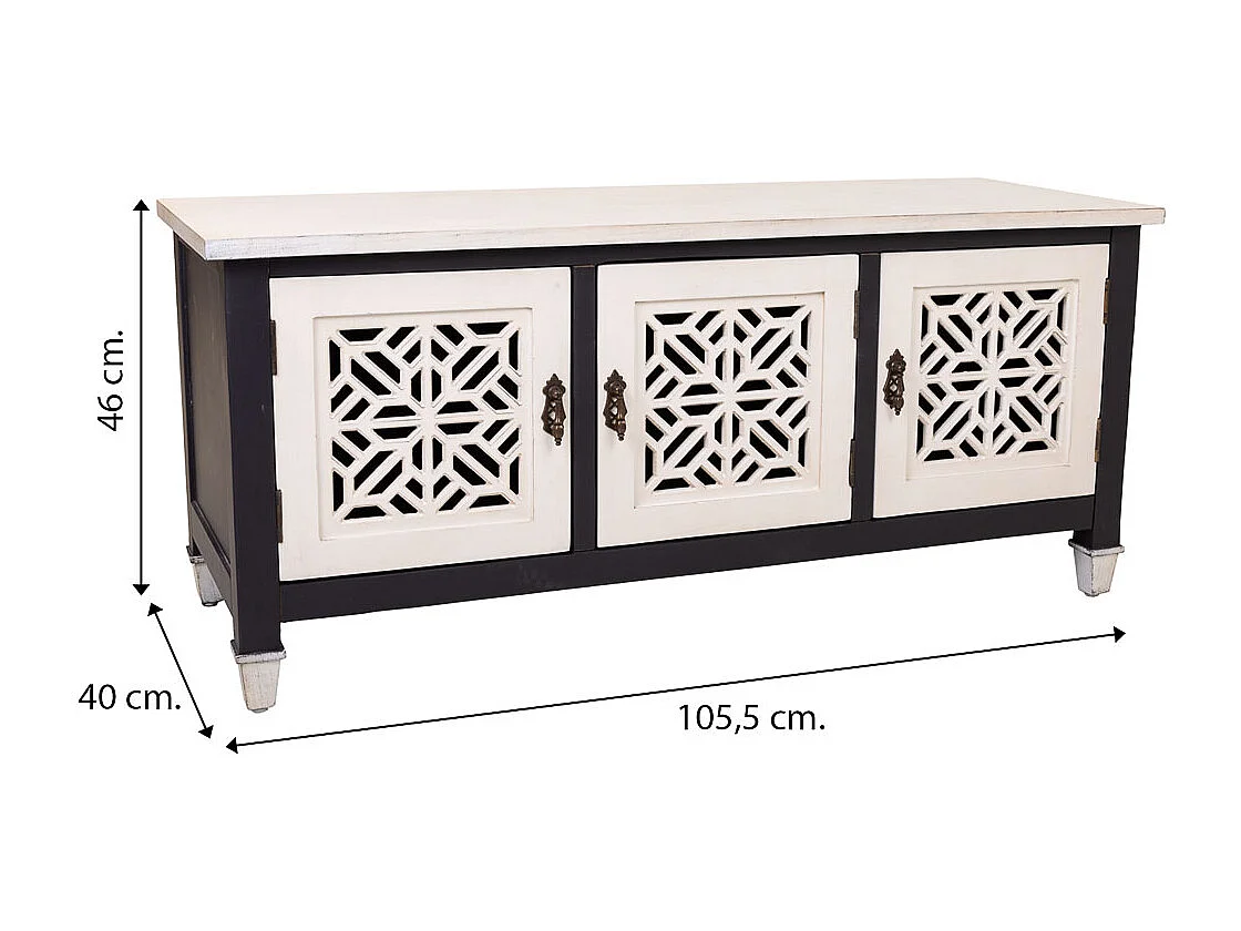 Armário baixo de madeira branco 105,5x40x46