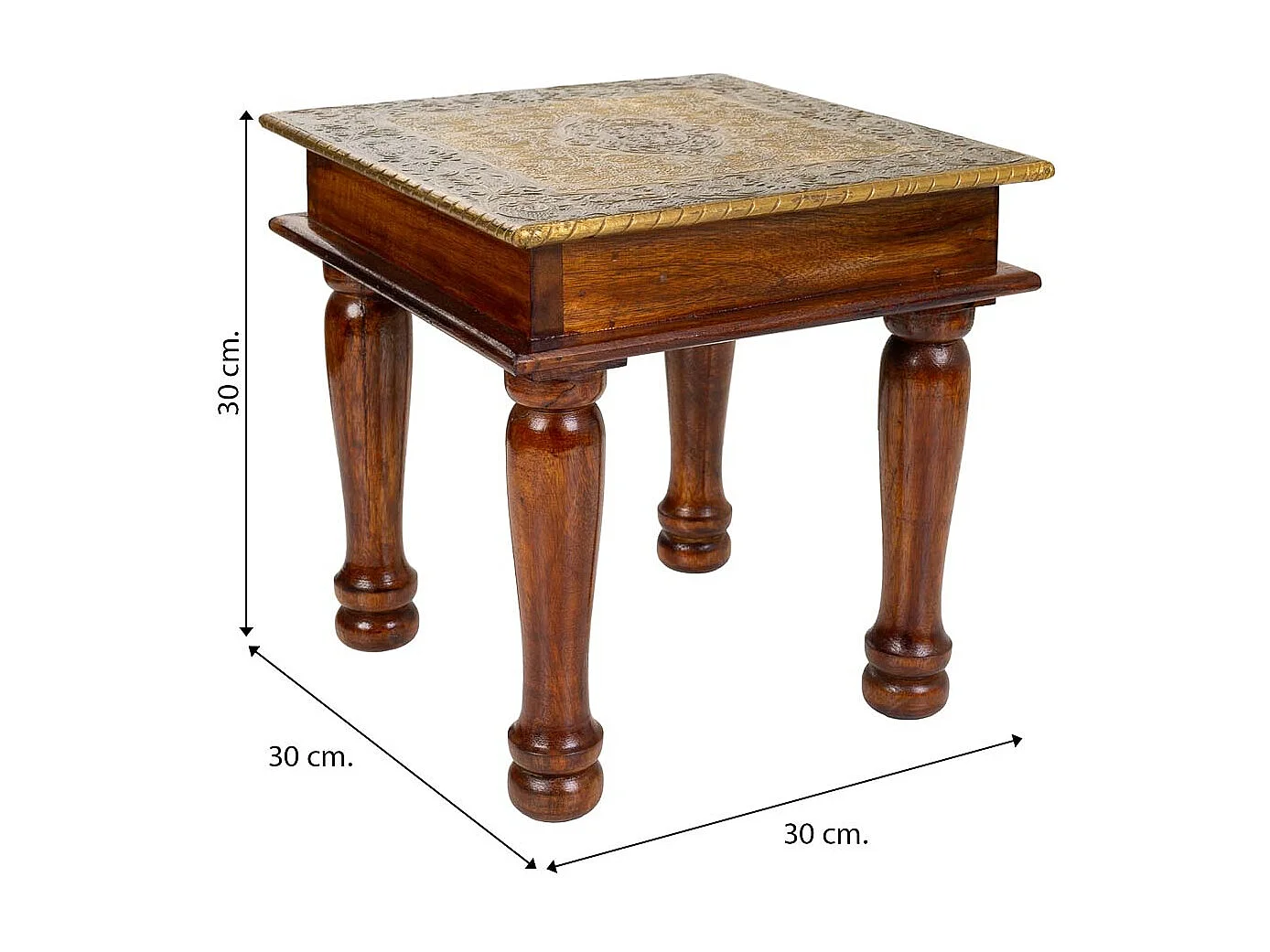 Mesa de centro de madera y metal marrón 30x30x30h cm