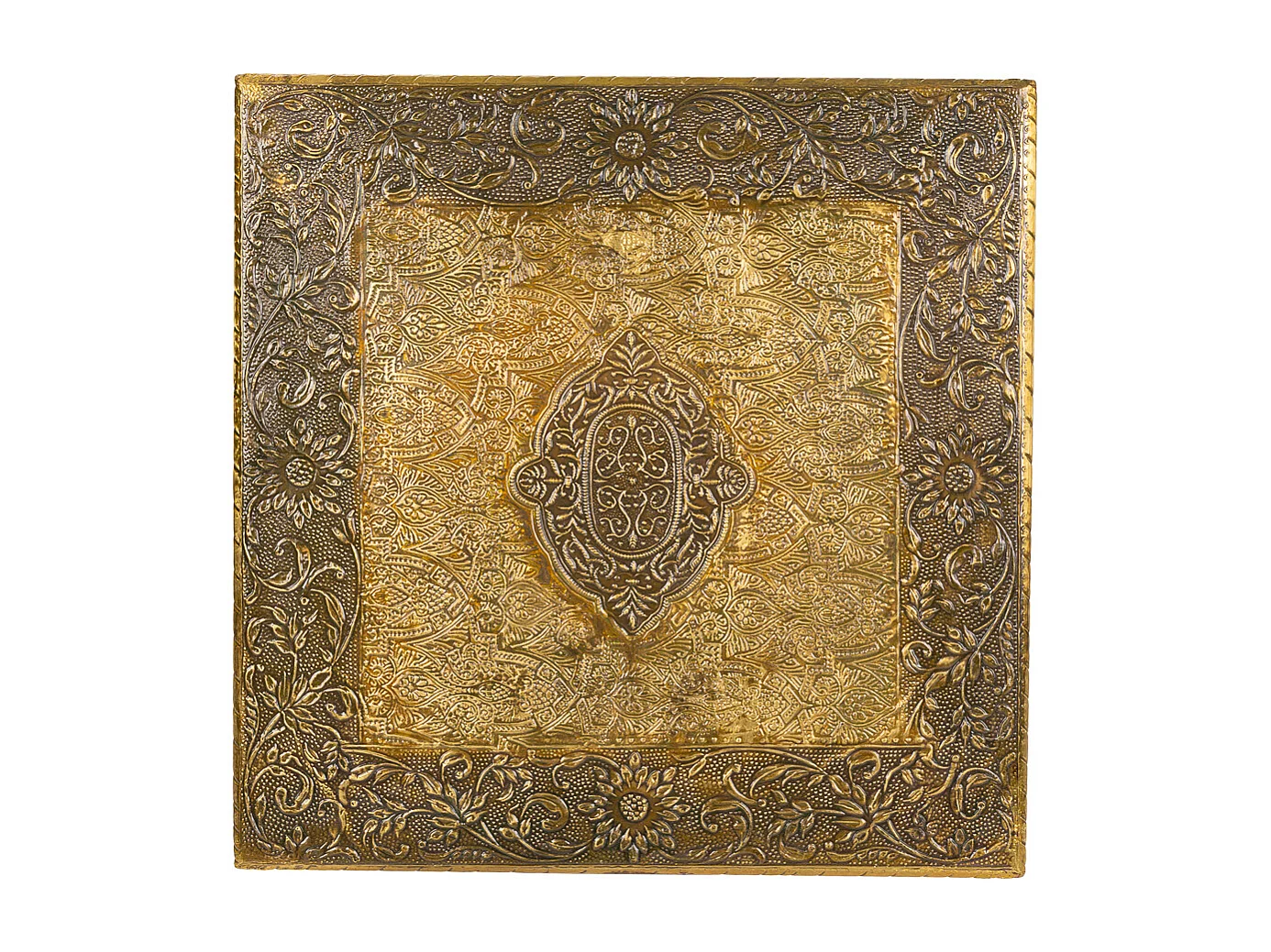 Mesa de centro em madeira castanha e metal 30x30x30 cm