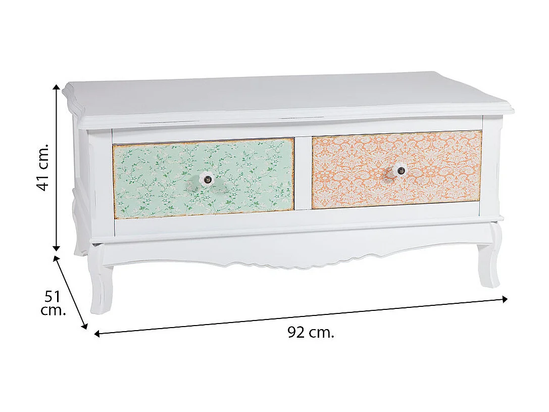 TV-Lowboard aus weiß lackiertem Holz 92x52x41