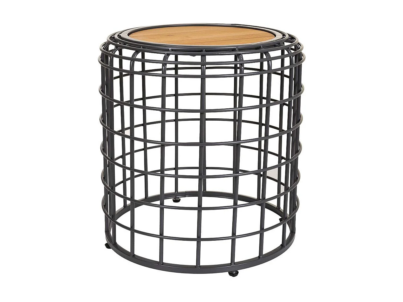 Mesa de centro preta de metal e madeira 44x44x45