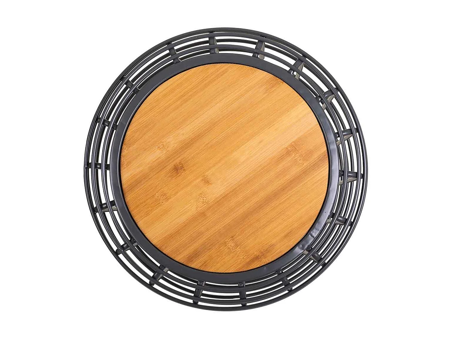 Mesa de centro preta de metal e madeira 44x44x45