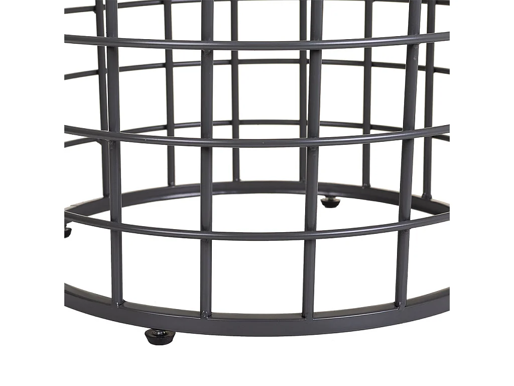 Mesa de centro preta de metal e madeira 44x44x45