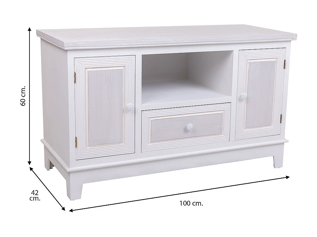 Armário baixo de madeira branca 100x42x60h cm