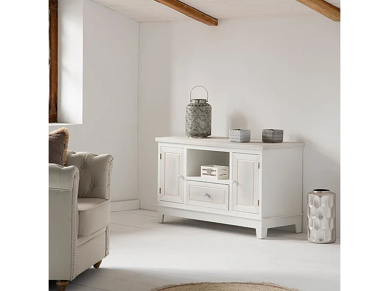 Mueble bajo de madera de blanco 100x42x60 h cm