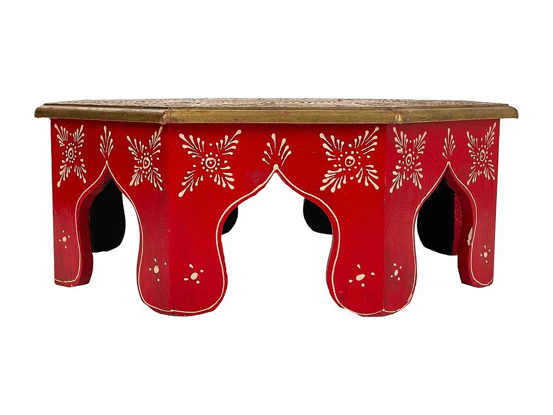 Tavolino in legno e metallo rosso 40x40x15,5h