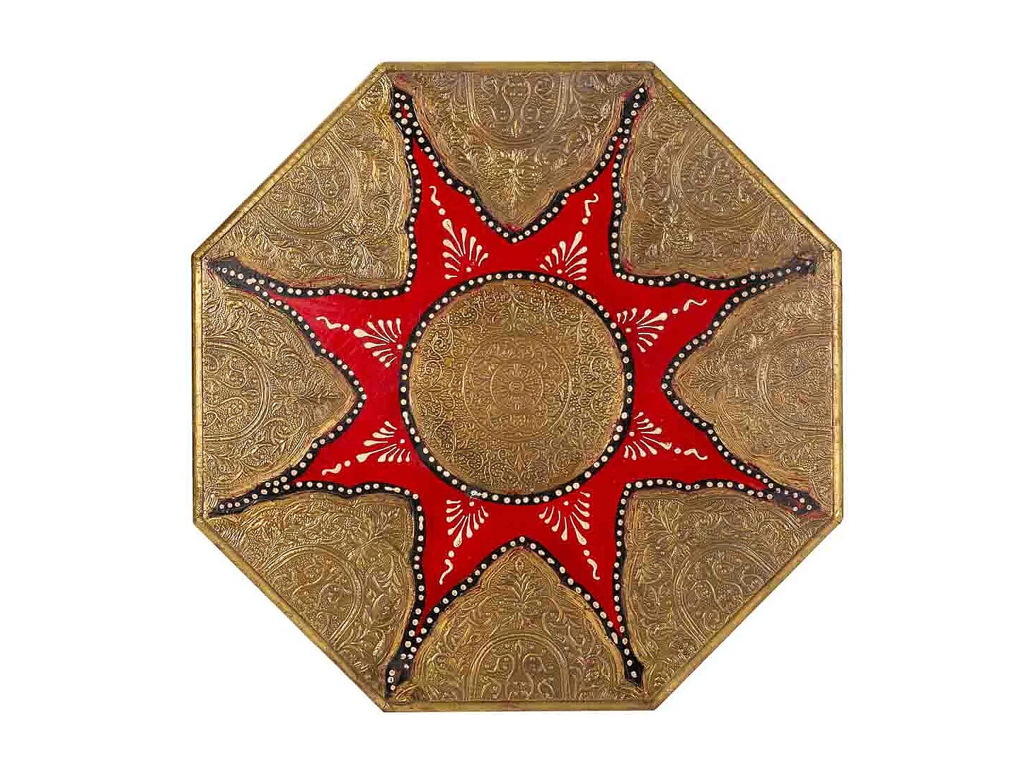 Tavolino in legno e metallo rosso 40x40x15,5h