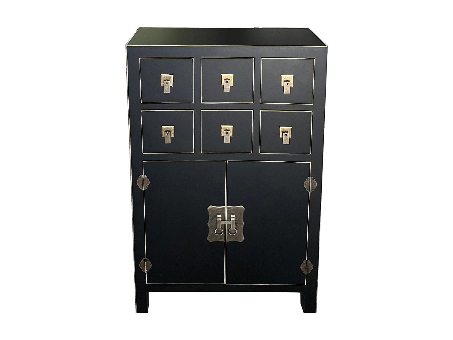 Aparador de madeira com 6 gavetas e 2 portas 63x26x101