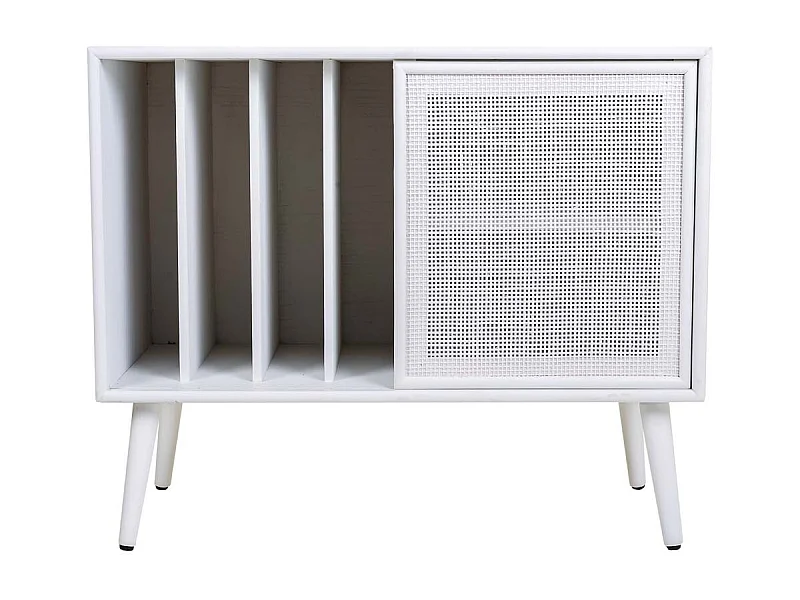 Armário baixo de madeira e grade branca 80x38x67