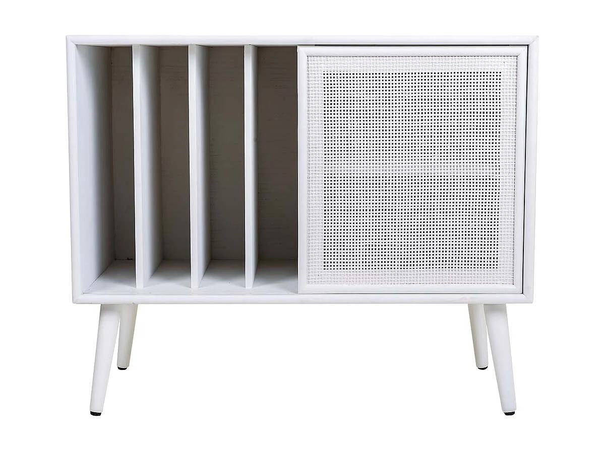 Armário baixo de madeira e grade branca 80x38x67
